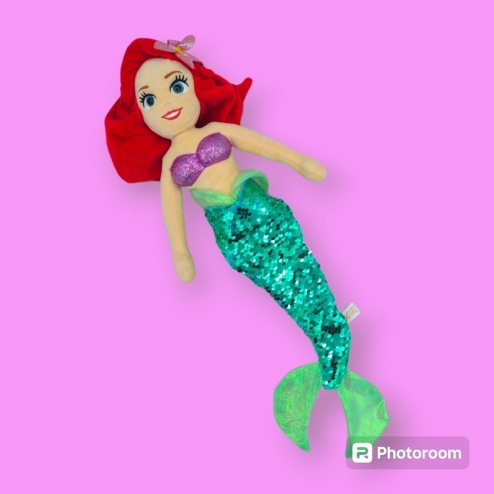 TY Sparkle Disney Ariel Sequin Glitter Stuffed Plush